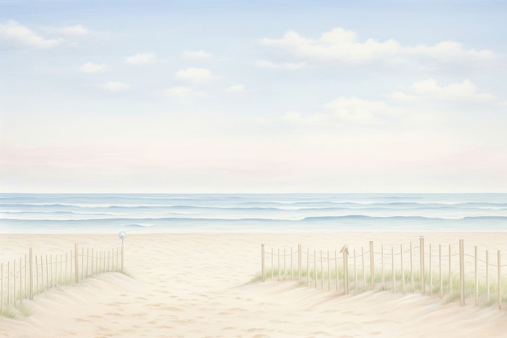 Painting of beach border landscape outdoors horizon.