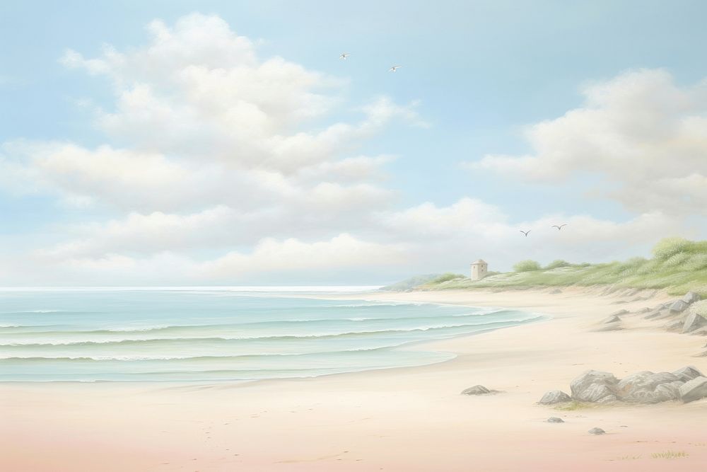 Painting of beach landscape outdoors horizon.