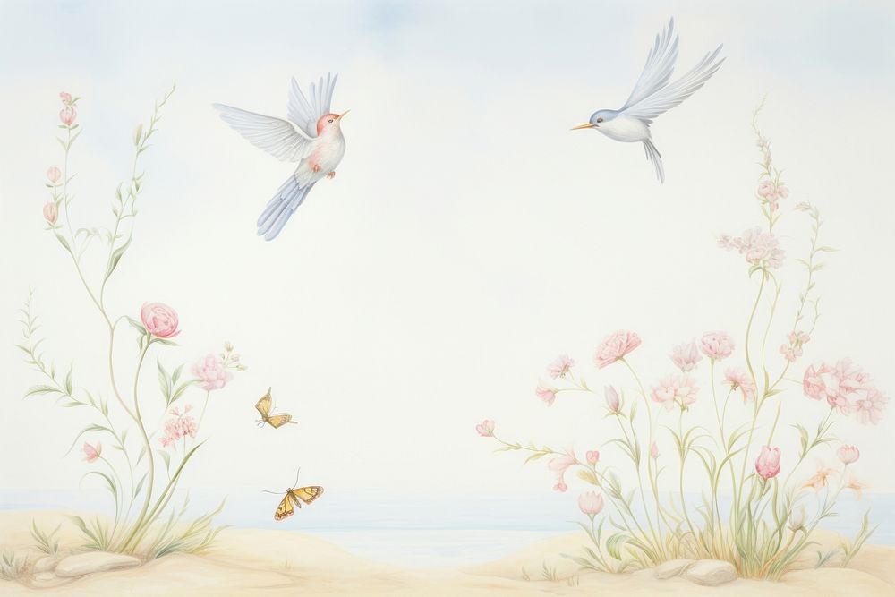 Painting of bird border animal flying creativity.