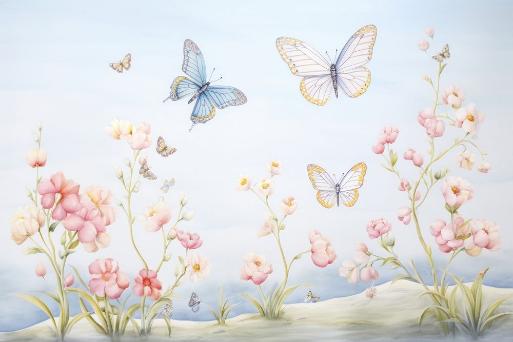 Painting of butterflies butterfly insect invertebrate.