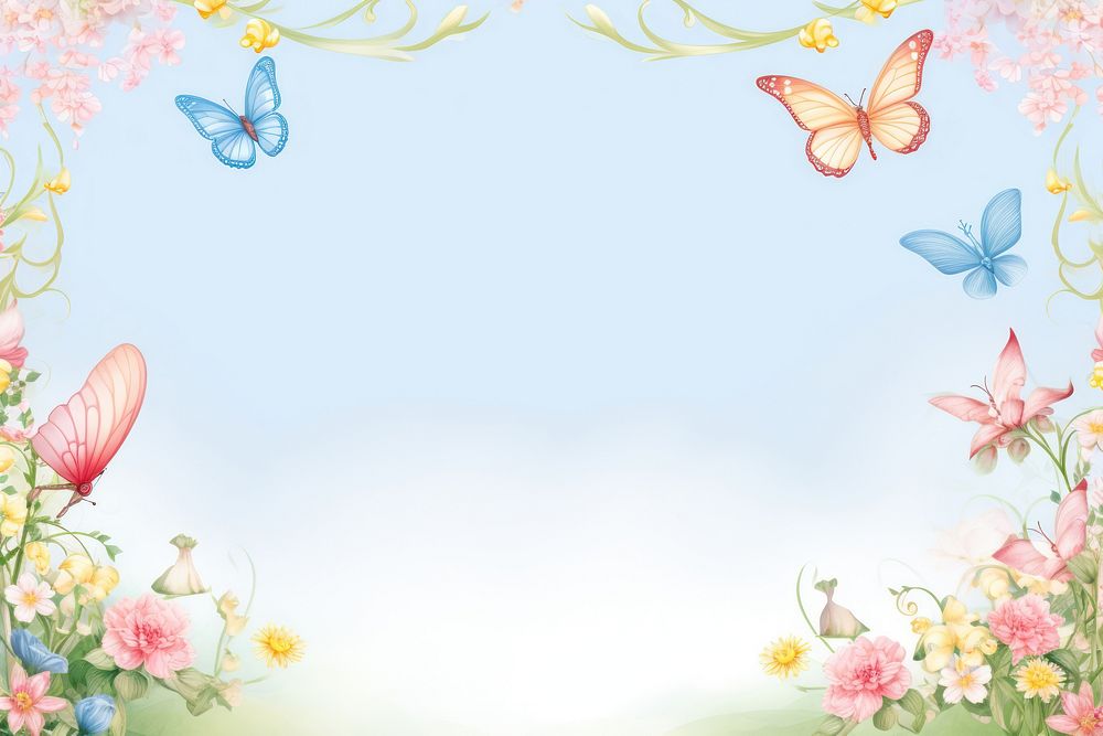 Painting of butterfly border backgrounds outdoors pattern.
