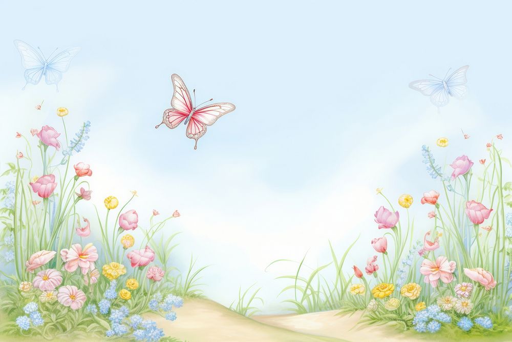 Painting of butterfly border outdoors pattern nature.