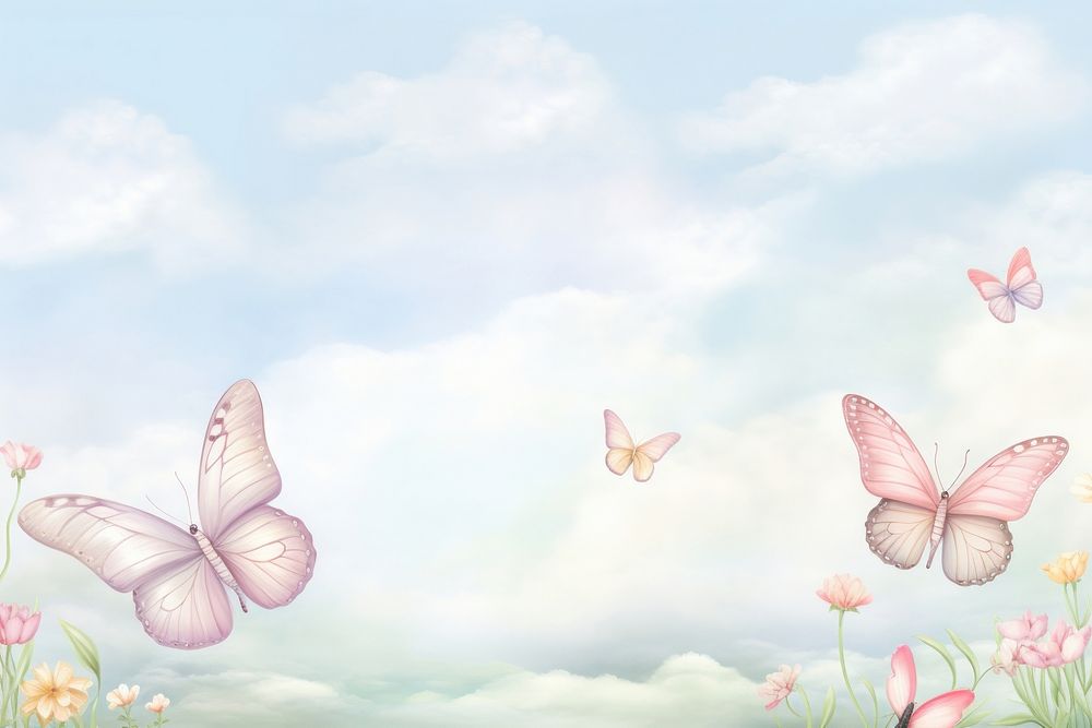 Painting of butterfly border backgrounds outdoors nature.
