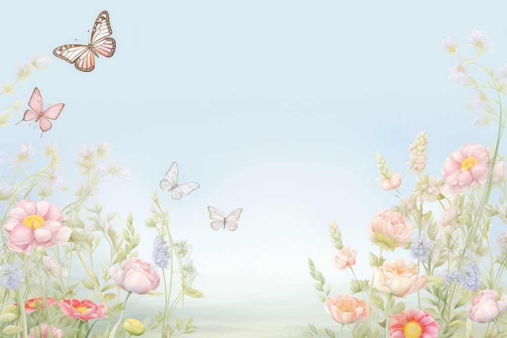 Painting of butterfly border backgrounds outdoors pattern.