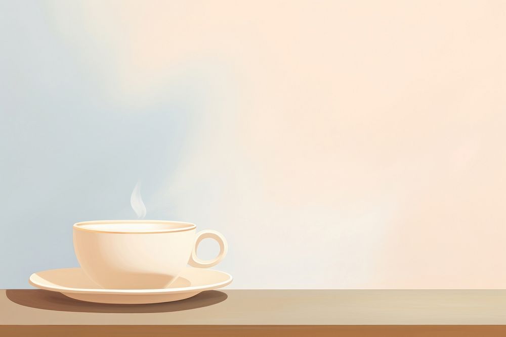 Painting of coffee border saucer drink cup.