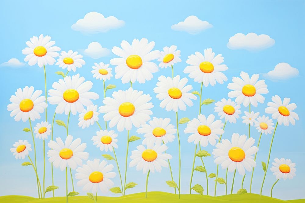 Painting of daysies backgrounds outdoors flower.