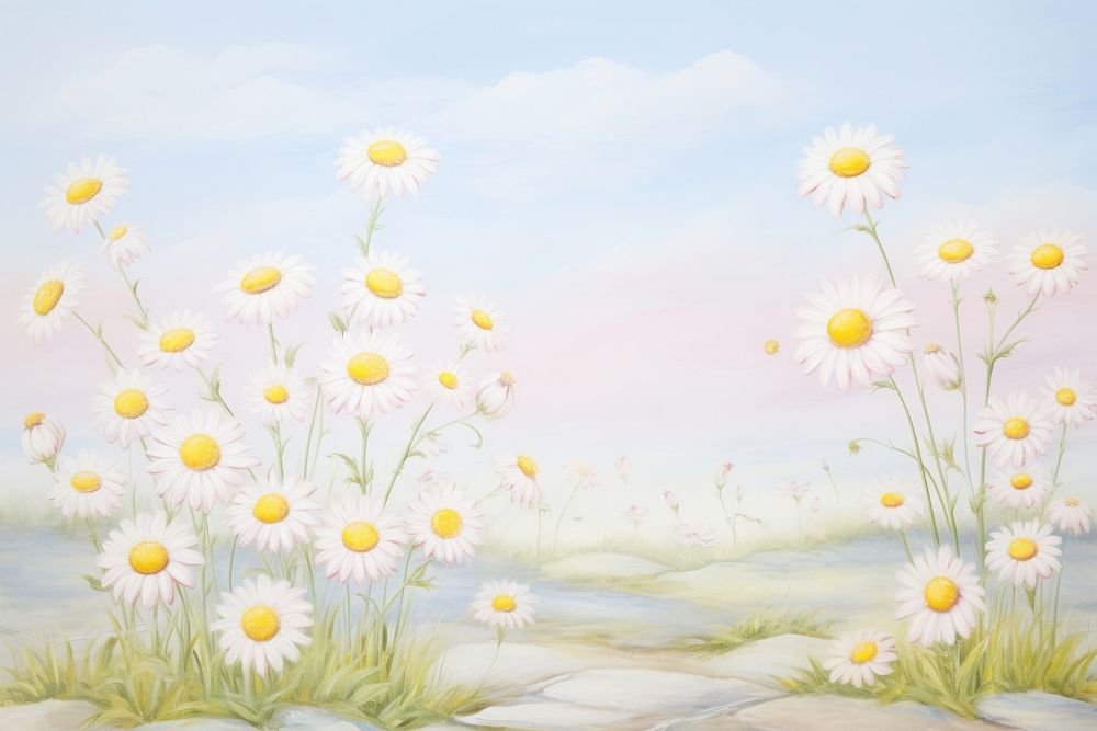 Painting of daysies backgrounds outdoors nature.