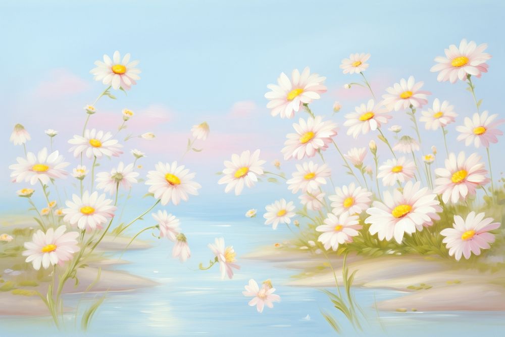 Painting of daysies backgrounds outdoors flower.