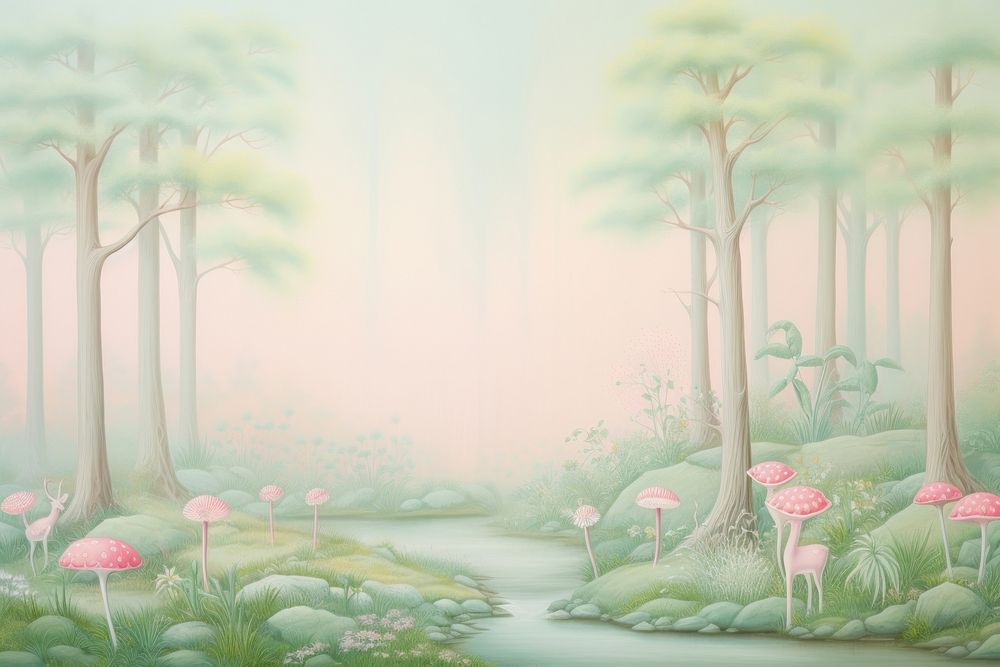 Painting of forest border backgrounds outdoors nature.