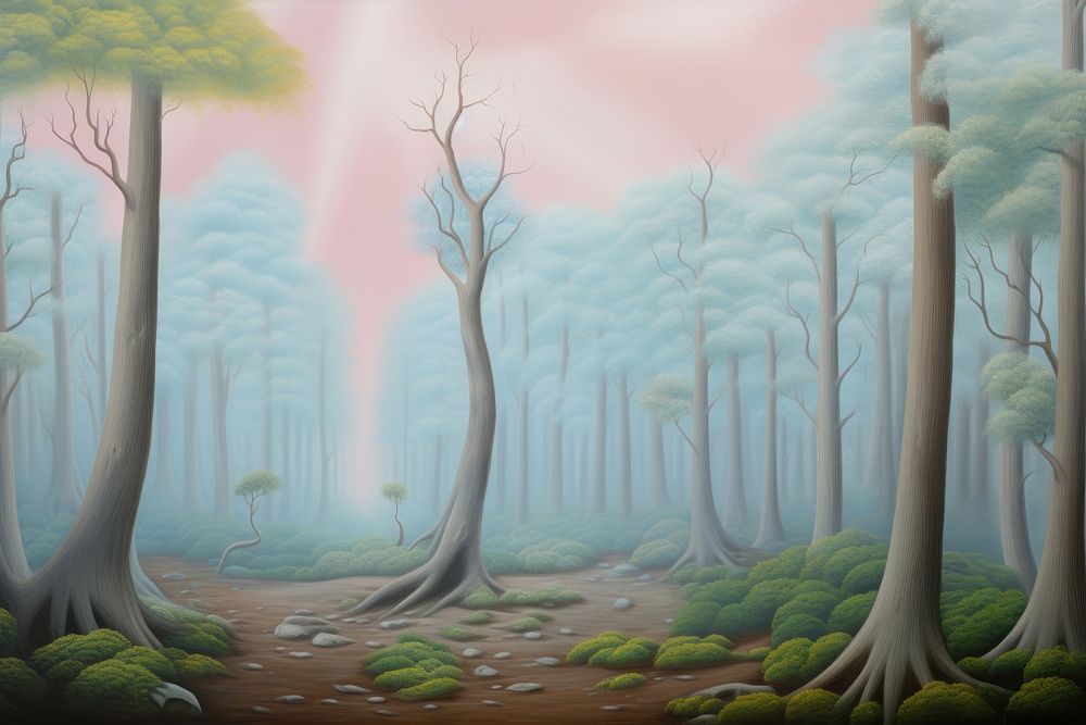 Painting of forest backgrounds woodland outdoors.