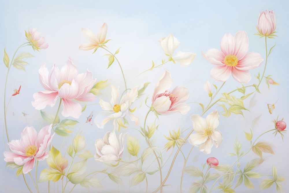 Painting of flowers backgrounds blossom pattern.