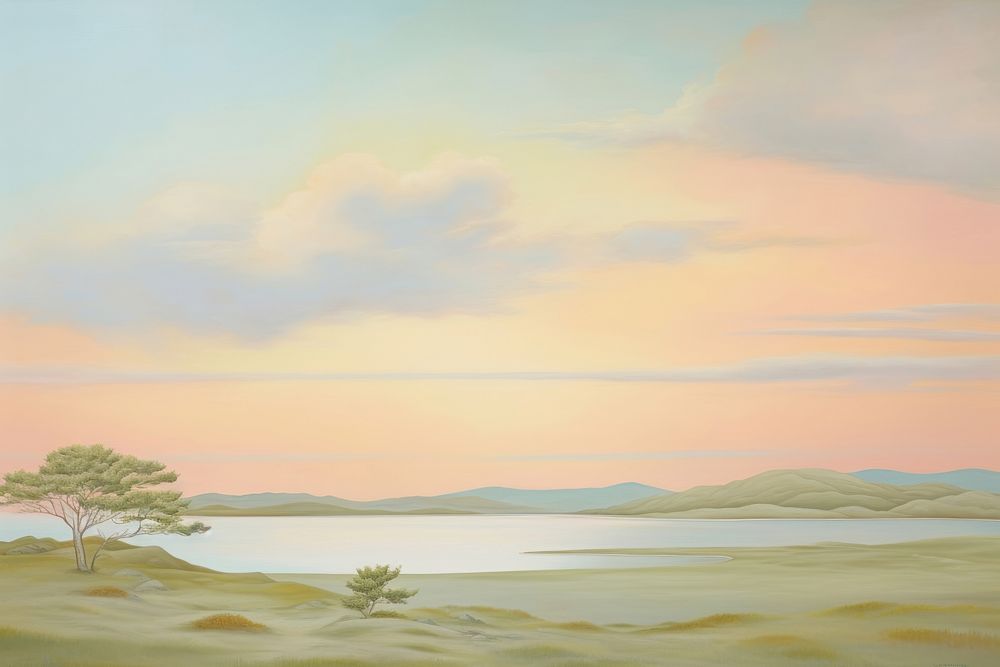 Painting of landscapes border outdoors horizon nature.