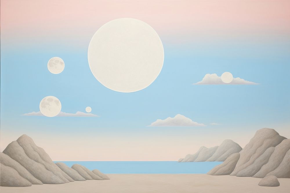 Painting of moon border backgrounds outdoors nature.