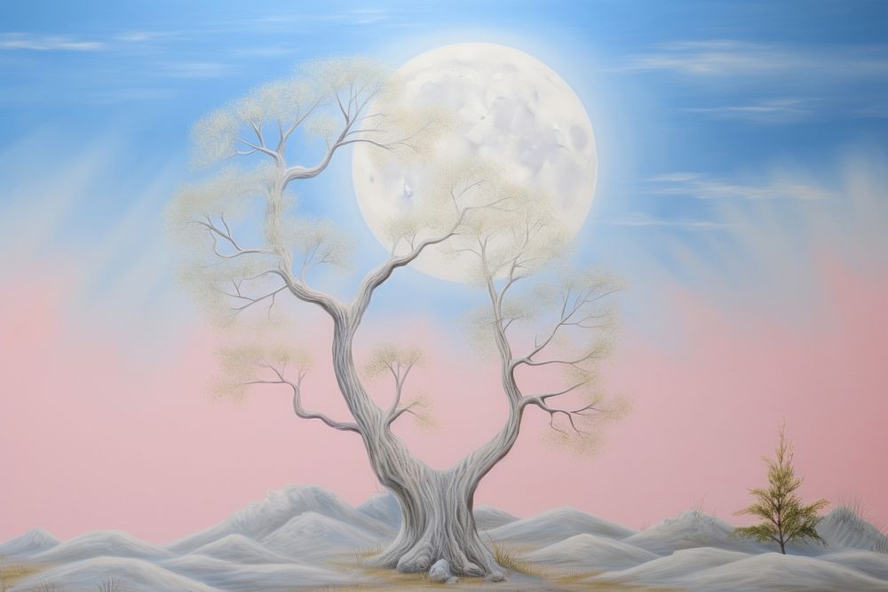 Painting of moon outdoors drawing nature.