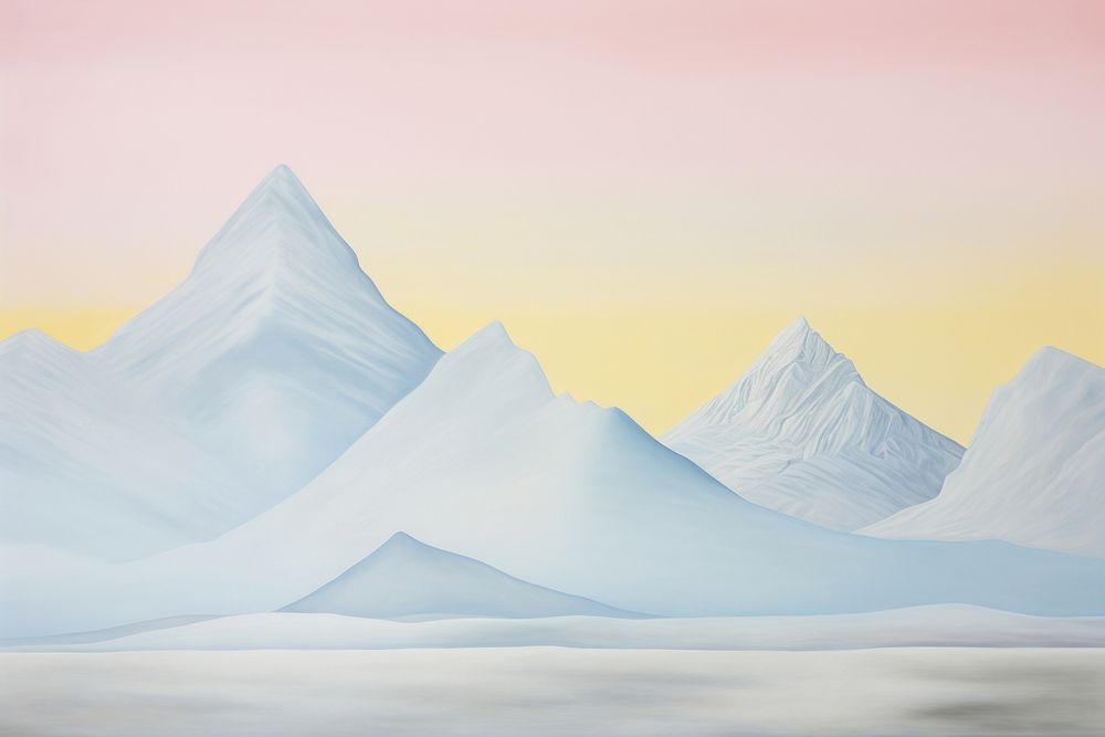 Painting of mountain landscape iceberg nature.