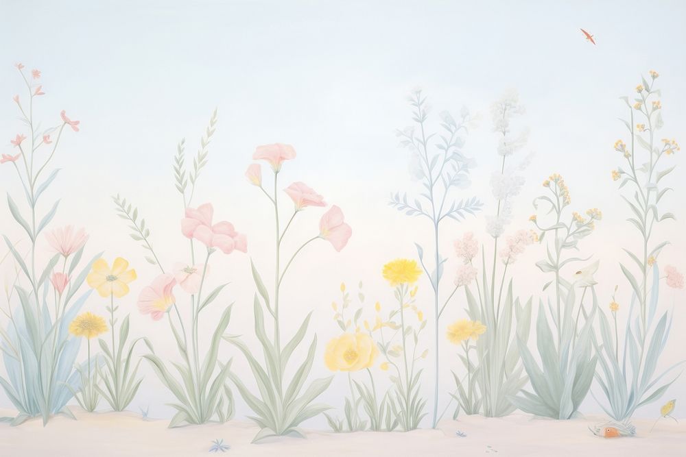 Painting of plant border backgrounds pattern drawing.
