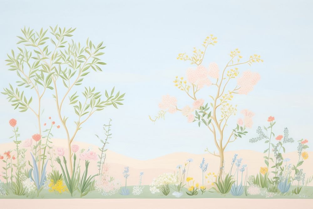Painting of plant border outdoors pattern flower.
