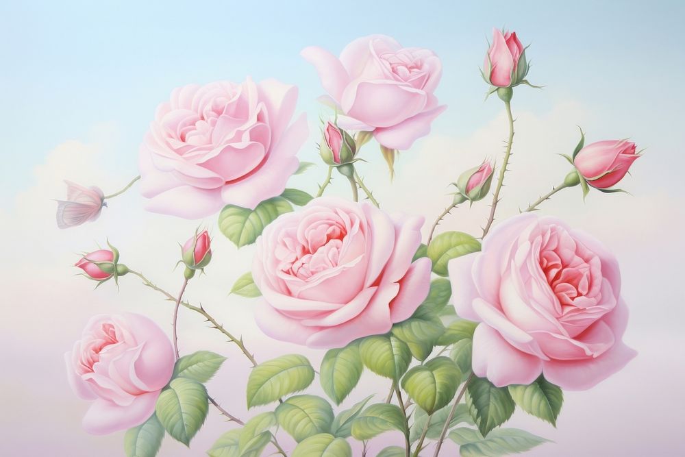 Painting of roses pattern flower plant.