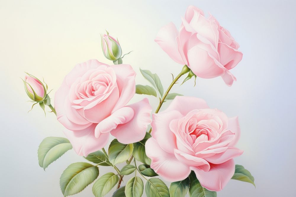 Painting of roses flower petal plant.