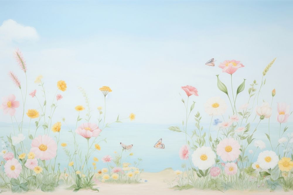 Painting of summer border backgrounds outdoors nature.