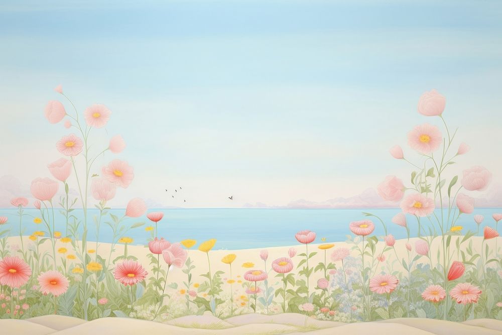 Painting of summer border backgrounds outdoors pattern.