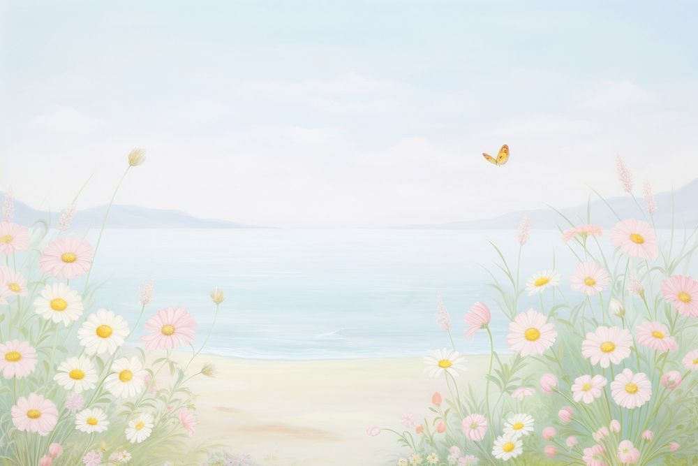 Painting of summer border backgrounds landscape outdoors.