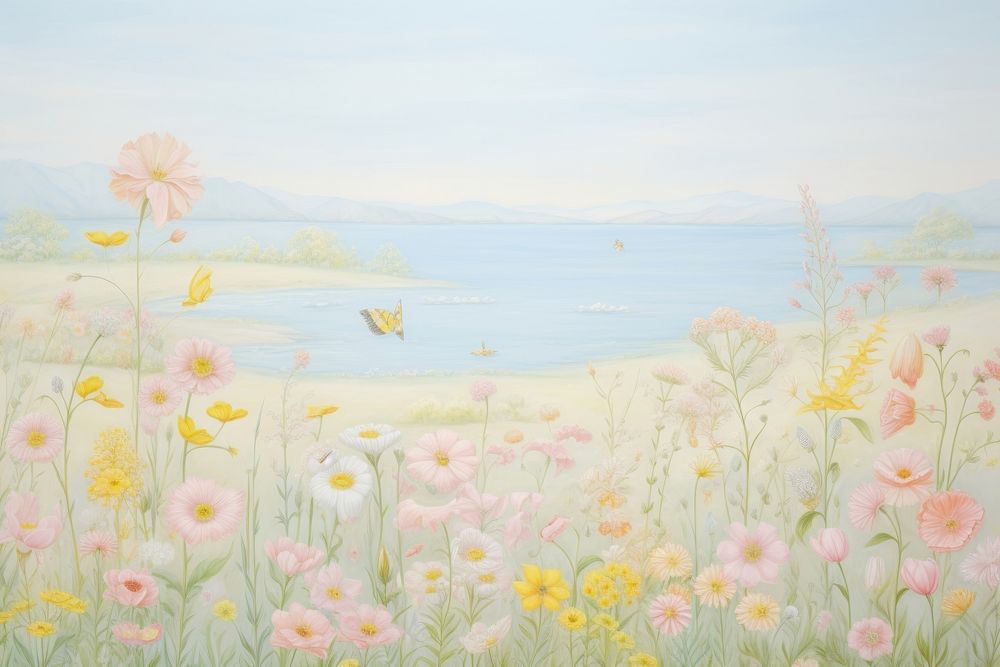 Painting of summer border backgrounds outdoors pattern.