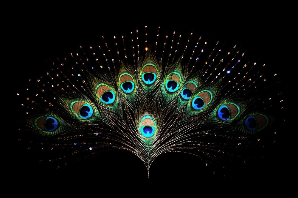 Peacock shape sparkle light glitter pattern animal bird.