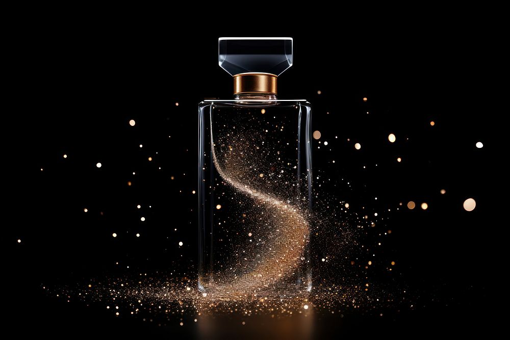 Perfume shape sparkle light glitter cosmetics bottle black.