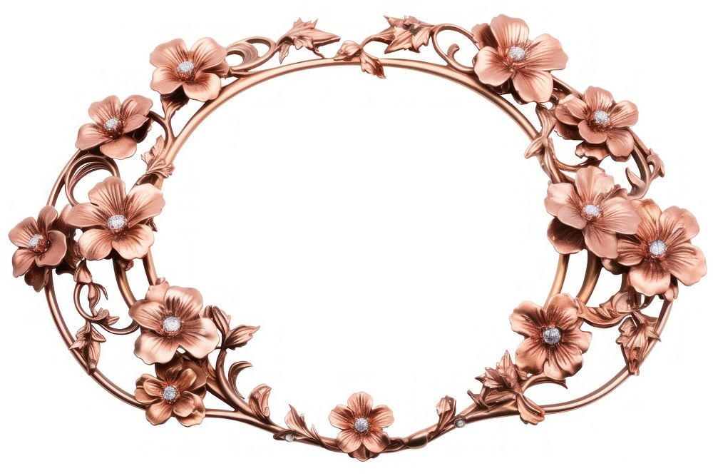 Nouveau art of garland flower frame jewelry copper plant.