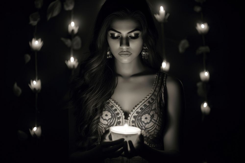Diwali portrait lighting candle.