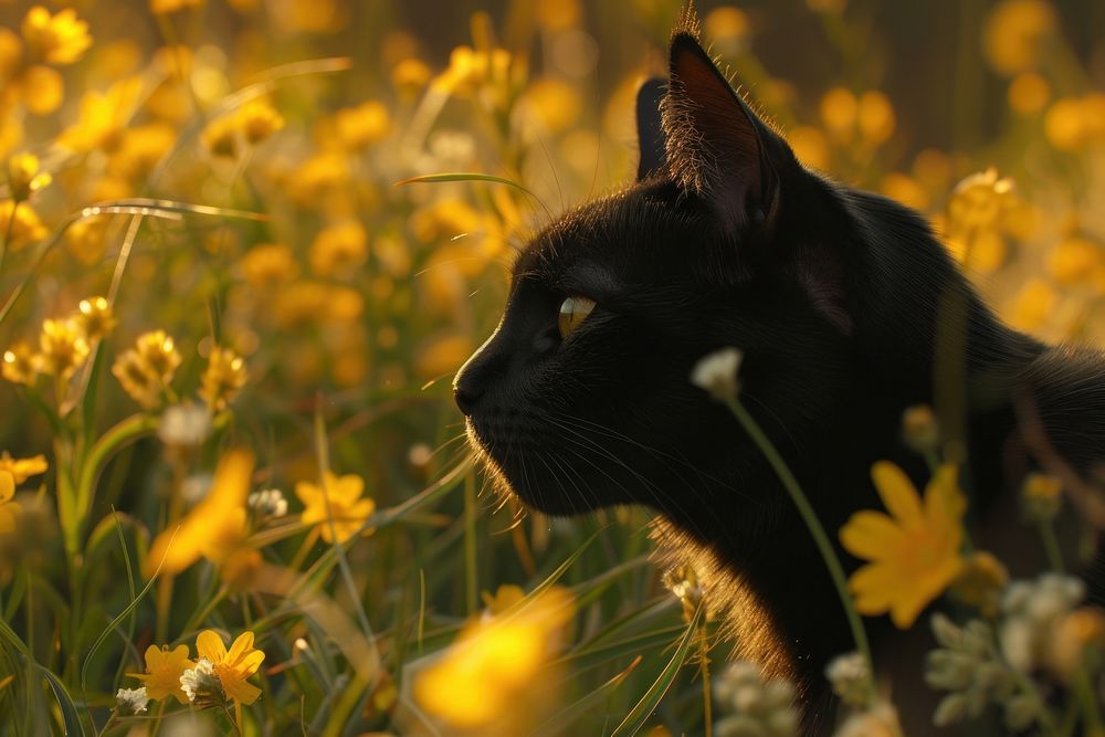 Cat flower outdoors animal.