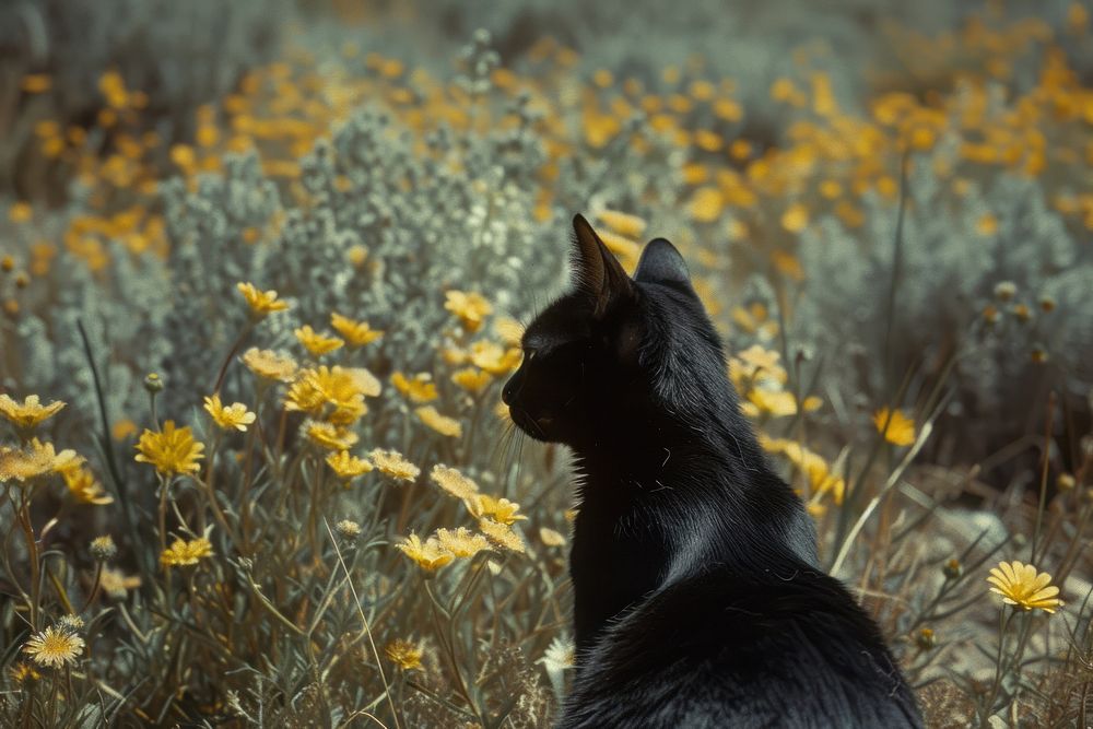 Cat flower outdoors mammal.