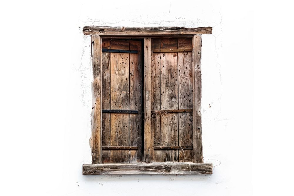 Brown wooden window backgrounds white door.