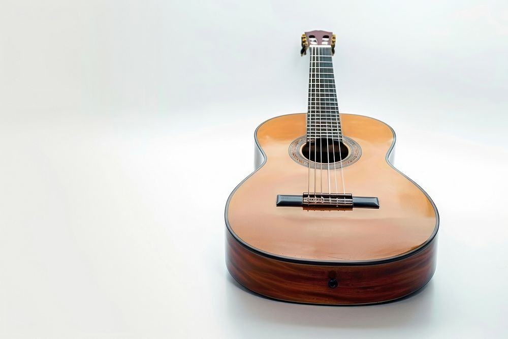 Classical acoustic guitar white background string music.