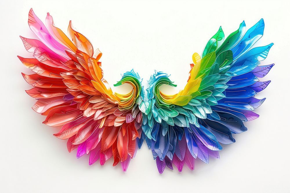 Wings made from polyethylene wing art white background.