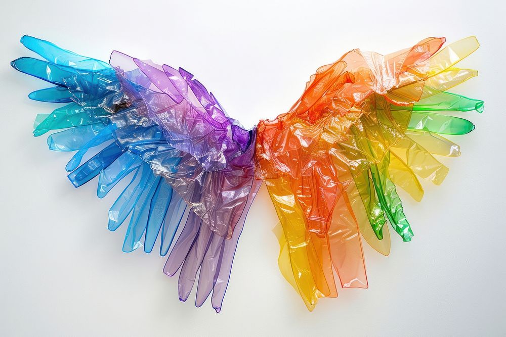 Wings made from polyethylene plastic wing art.