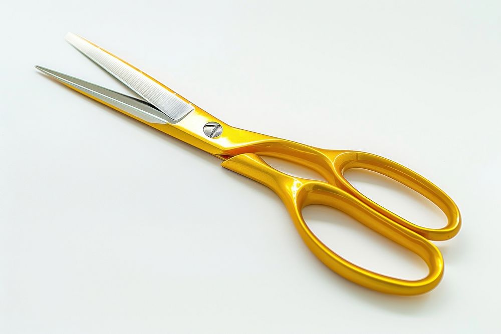 Yellow scissors white background weaponry shears.