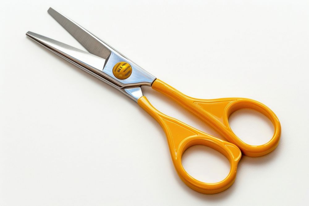 Yellow scissors white background equipment weaponry.