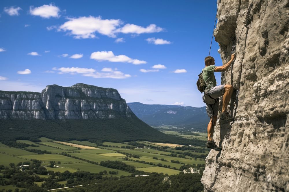 Man climbing recreation adventure outdoors.