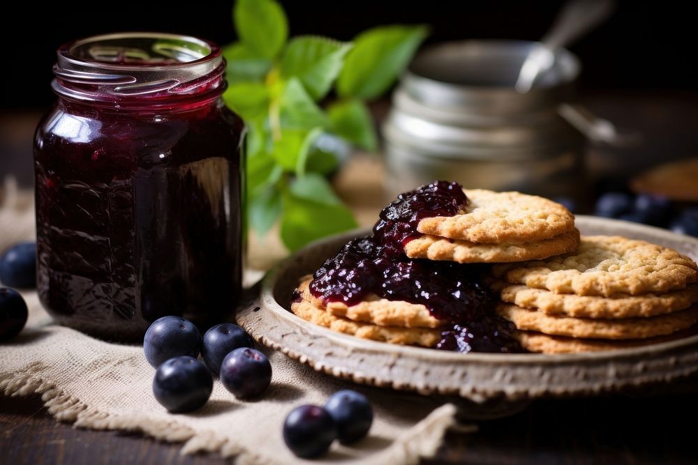 Cookie blueberry fruit plate.