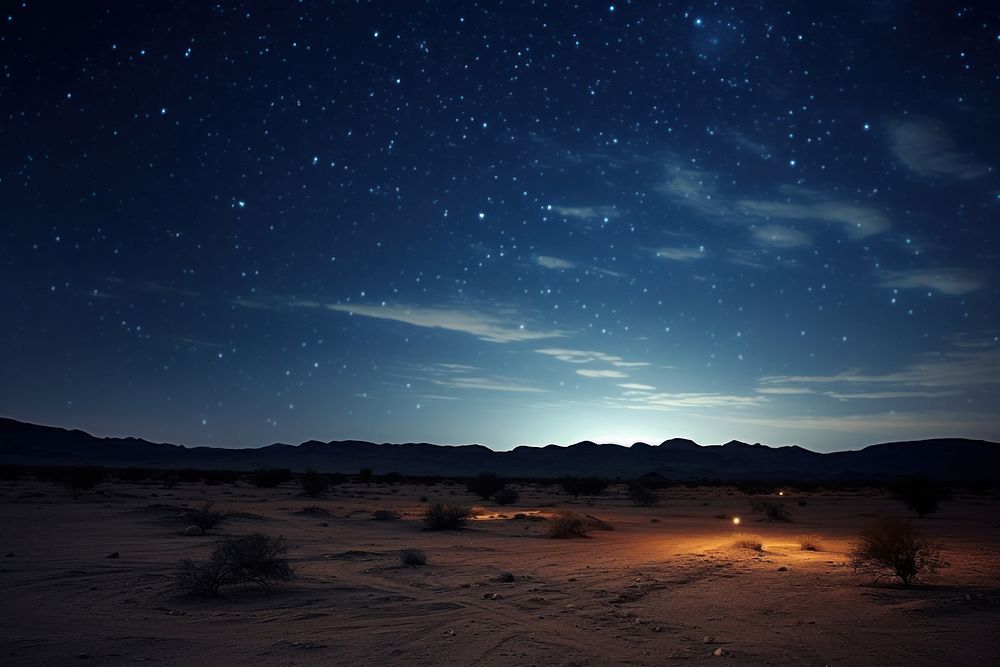 Desert background night landscape outdoors.