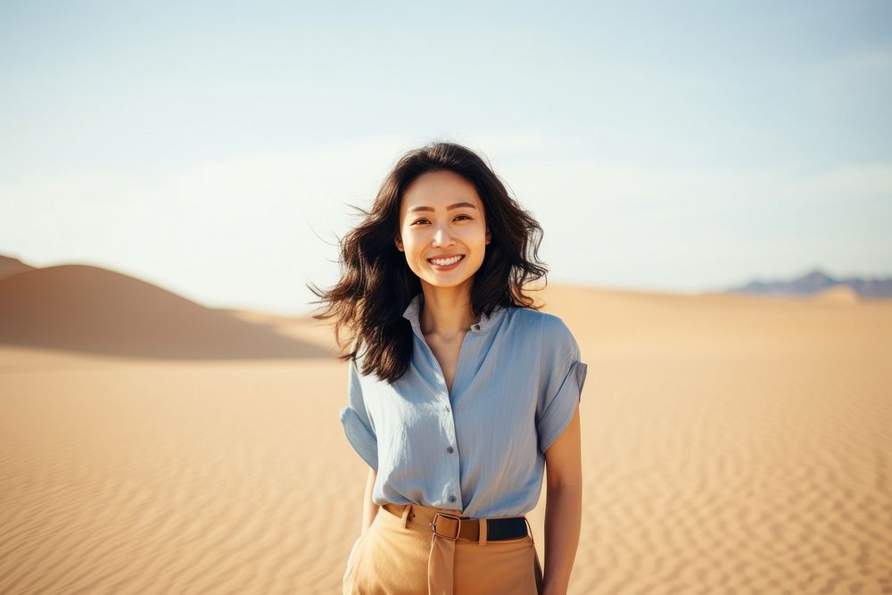 Woman standing at desert portrait outdoors nature.