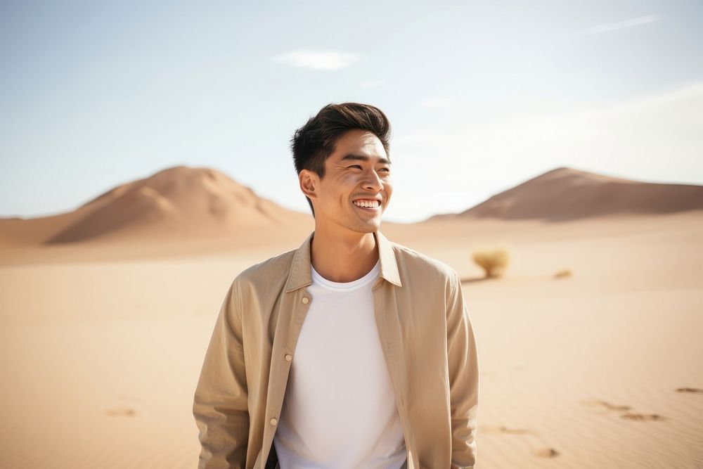 Man standing at desert portrait outdoors nature.