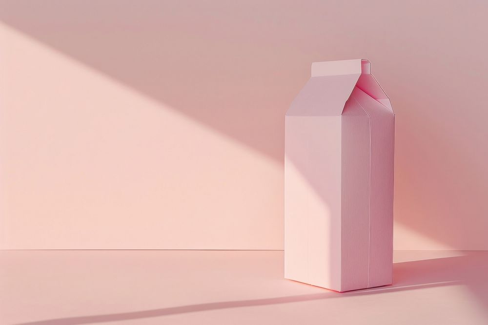 Milk carton with tube milk pink container.