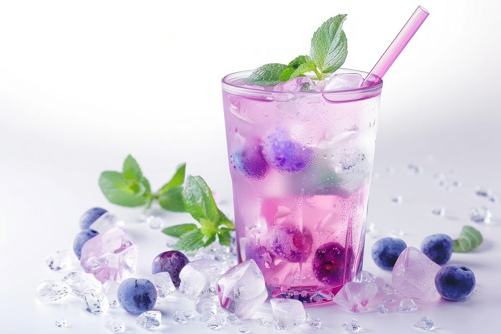 Mojito blueberry cocktail purple.