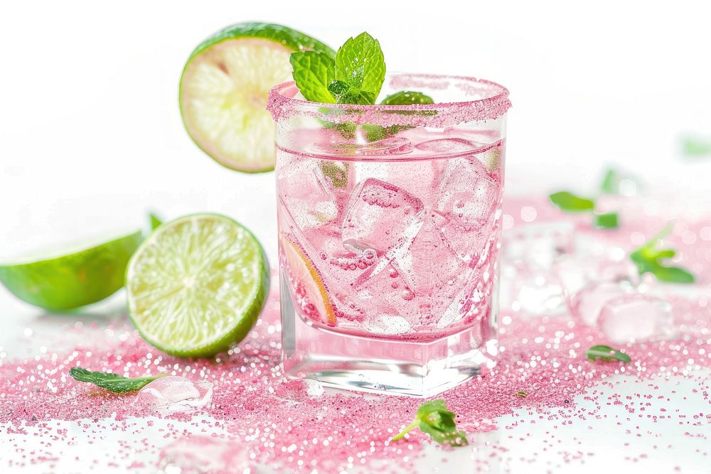Mojito with glitter cocktail fruit drink.