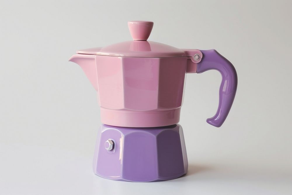 Moka pot purple pink cup.