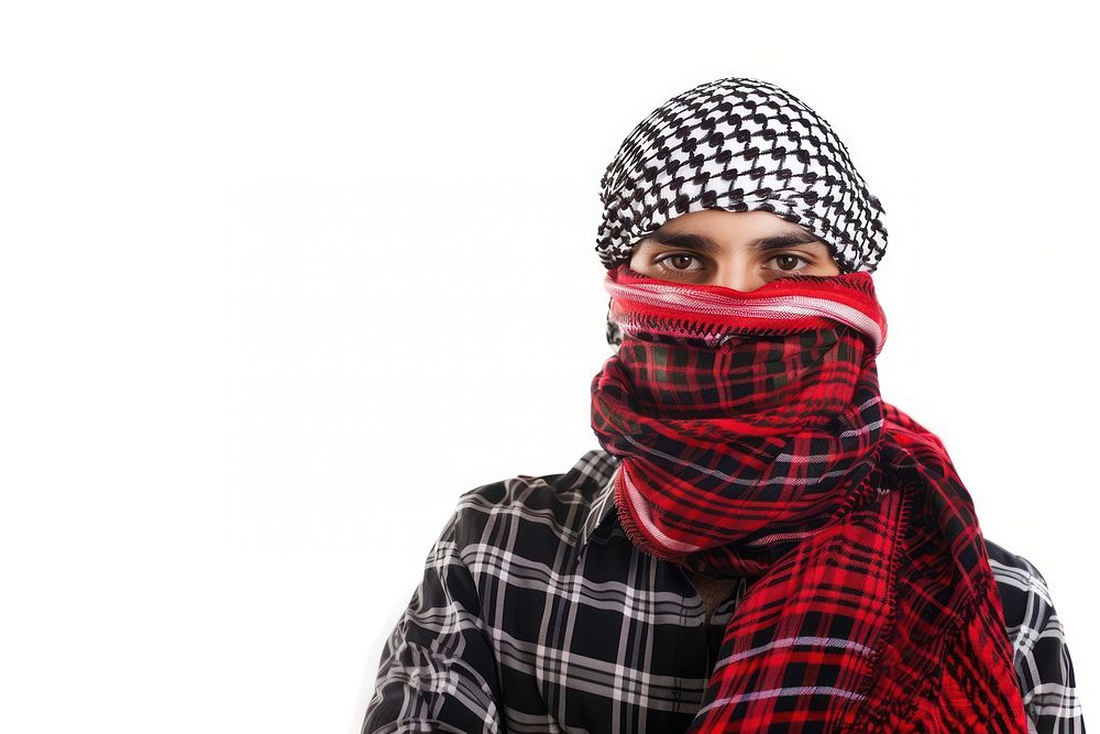 Palestine man scarf white background headscarf.