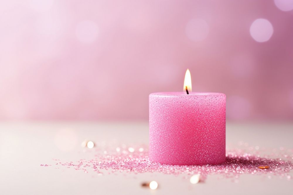 Candle glitter pink illuminated.